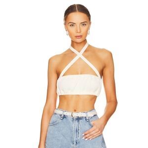 WeWoreWhat Tie Halter Bra Top in Cream Size Small MSRP $49 NWT